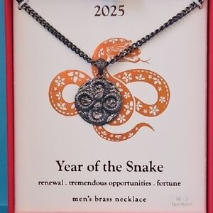 Black Brass Snake Pendant Necklace